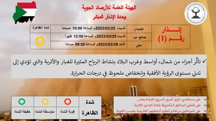 الهيئة تحذر ب "تدني مستوى الرؤية" ب أجزاء من البلاد