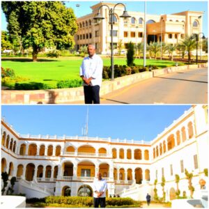 ▪️الصورة الأولي.. الكاتب جوار القصر الجمهوري الجديد.▪️الصورة الثانية .. امام القصر القديم المدخل الرئاسي الجنوبي.