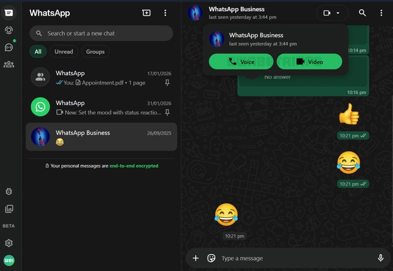 تظهر الميزة الجديدة عبر أزرار واضحة داخل المحادثات الفردية للمستخدمين