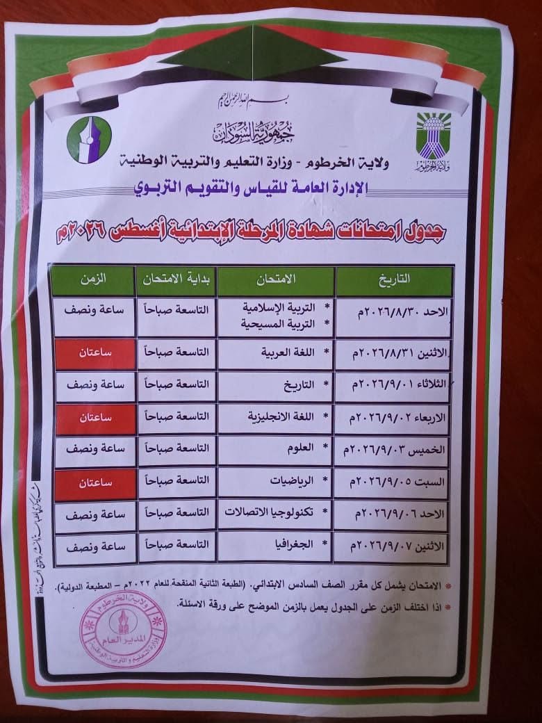 وزارة التربية والتعليم والتربية الوطنية بولاية الخرطوم